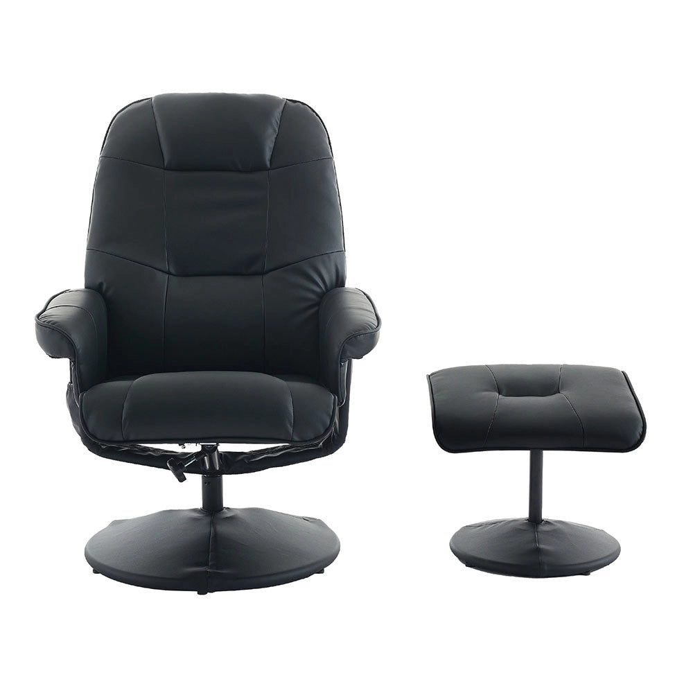 Poltrona massage - Xylo - riscaldamento PU girevole 360° con poggiapiedi nero