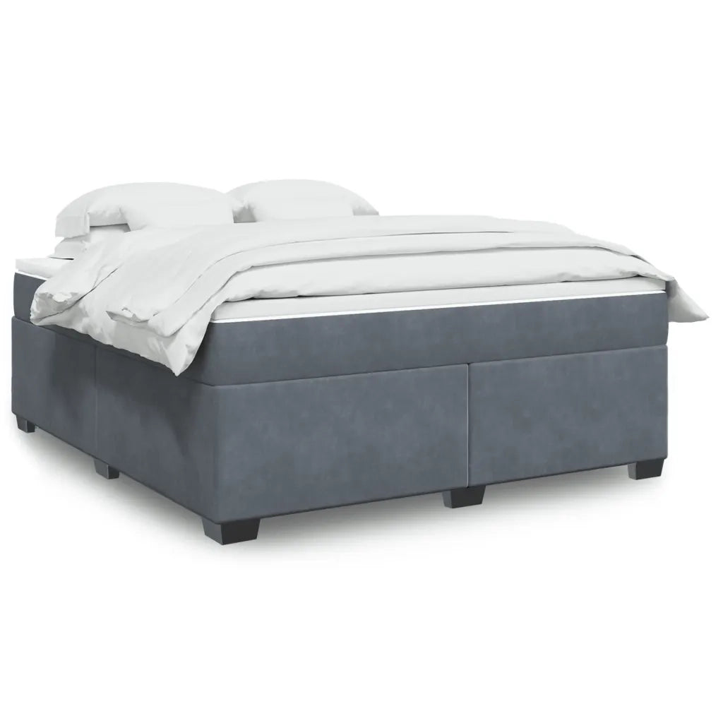 Giroletto a Molle con Materasso Grigio Scuro 180x200 cm Velluto
