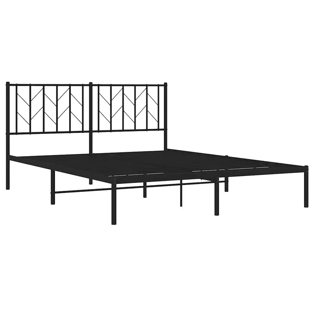 Giroletto con Testiera in Metallo Nero 150x200 cm 374439
