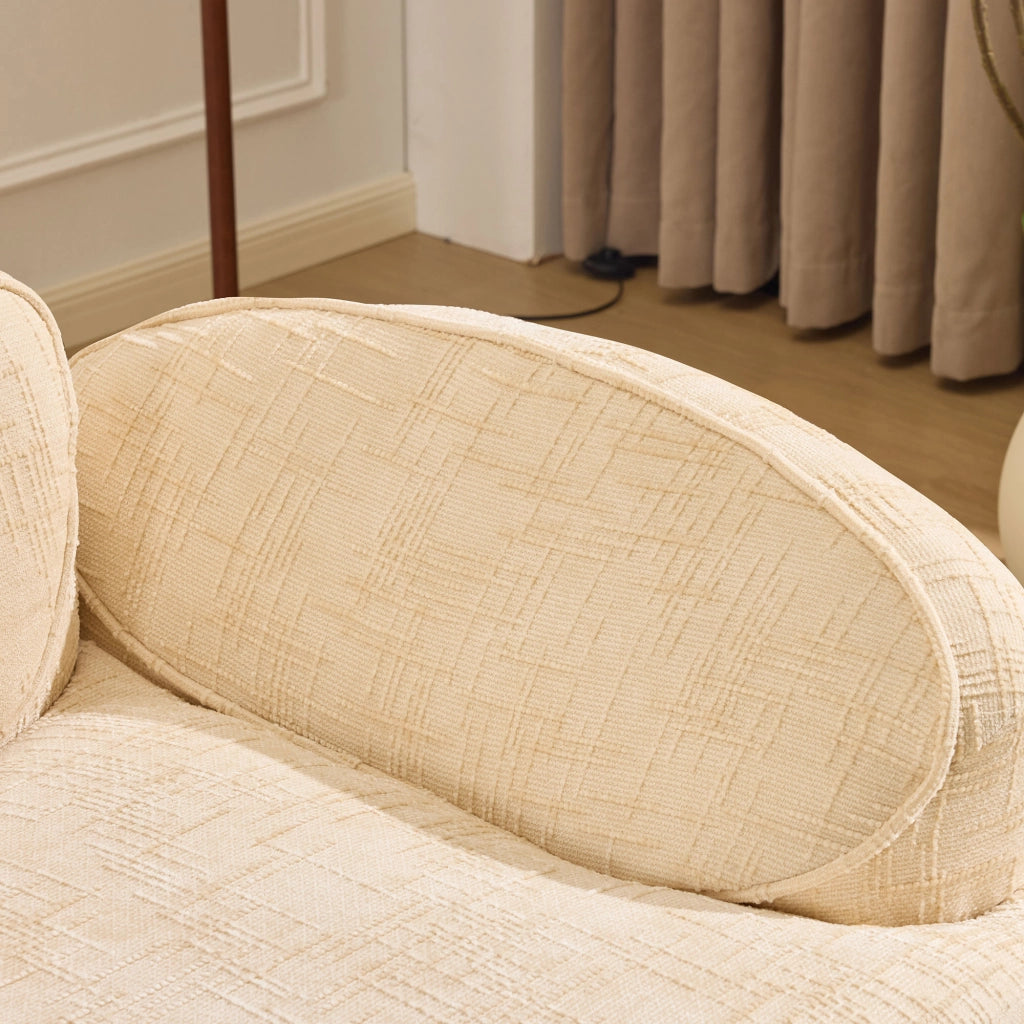 Canapé droit 2 posti curvo con cuscini e supporto ergonomico in schiuma e molle, beige per soggiorno camera e ufficio
