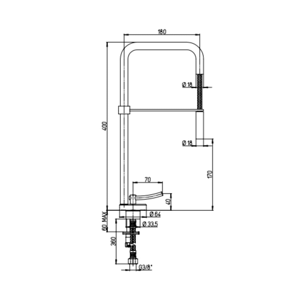 Rubinetto Cucina Miscelatore Monocomando Doccetta Esraibile in Ottone Paini Cromato