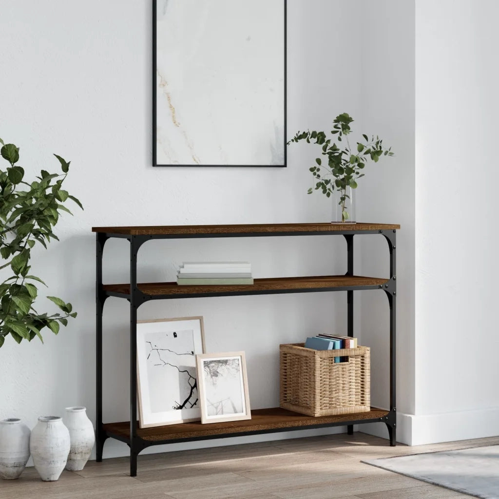 Tavolino Consolle-Tavolino da soggiorno-Tavolo Rovere Marrone 100x29x75 cm Legno Multistrato 463336