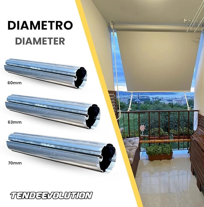 Rullo Avvolgitore Ferro Zincato Ø70 | Tenda da Sole | Lunghezza 2m | Universale & Resistente