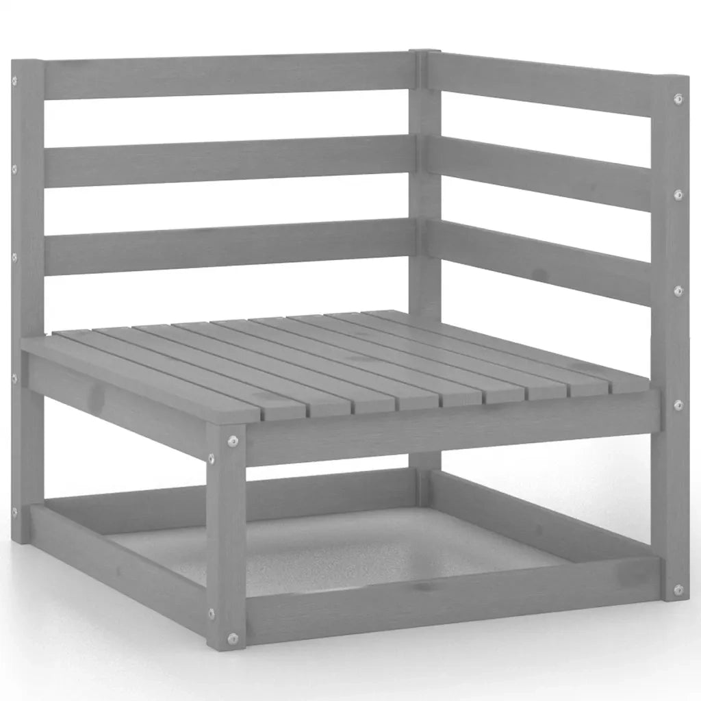Set Divani da Giardino 9 pz Grigi in Legno Massello di Pino 3075806