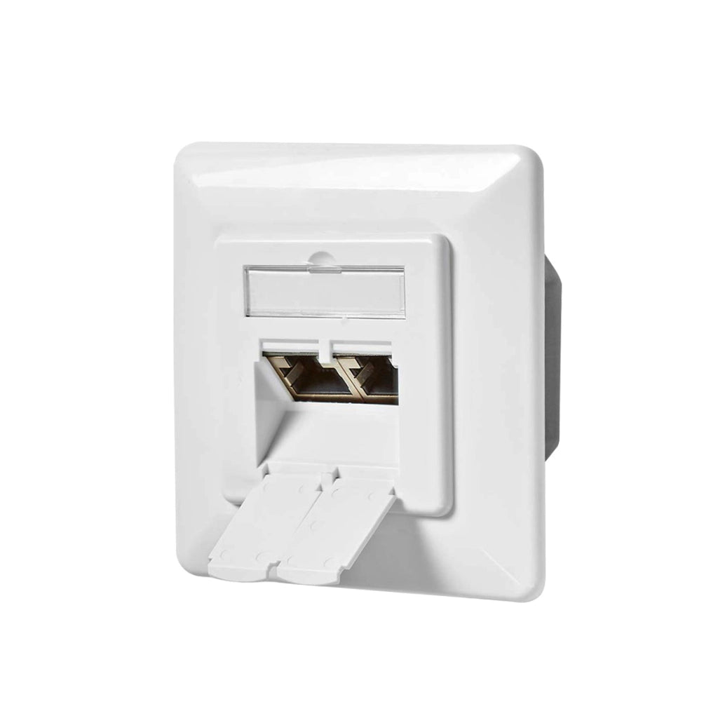 Presso Ethernet Murale Doppia Porte Femmina Rj45 Cat6a Incassabile Bianco Nedis