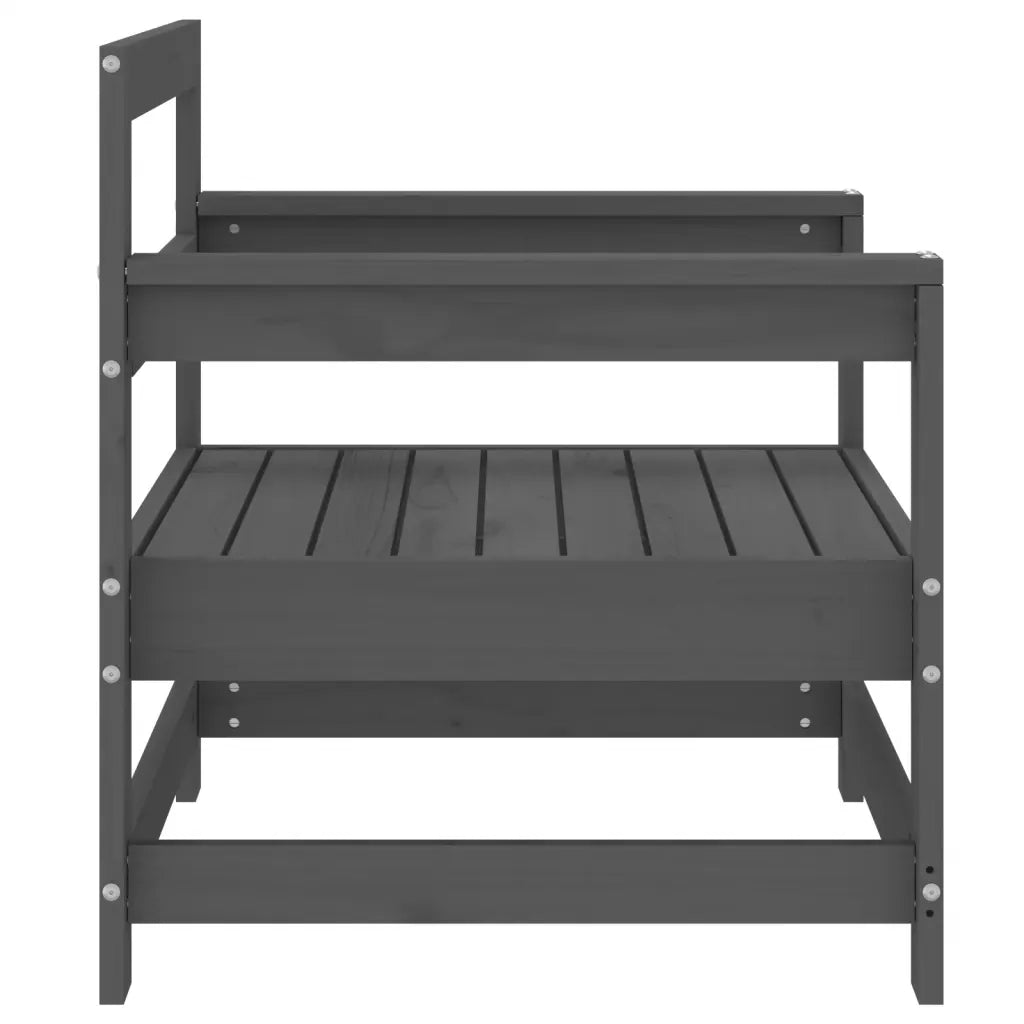 Sedia da patio-Sedie da Giardino 2pz Grigie in Legno Massello Pino 998927