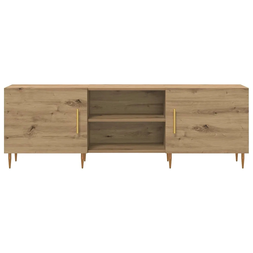 Mobile TV rettangolare moderno con vani portaoggetti funzionali 150 x 30 x 50 cm realizzato in legno di rovere ingegnerizzato lavorazione artigianale 02_0052513