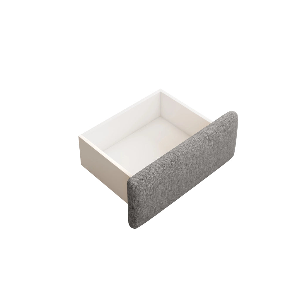 Letto imbottito 140x200 cm, matrimoniale, senza testiera, con contenitore, 2 cassetti, grigio