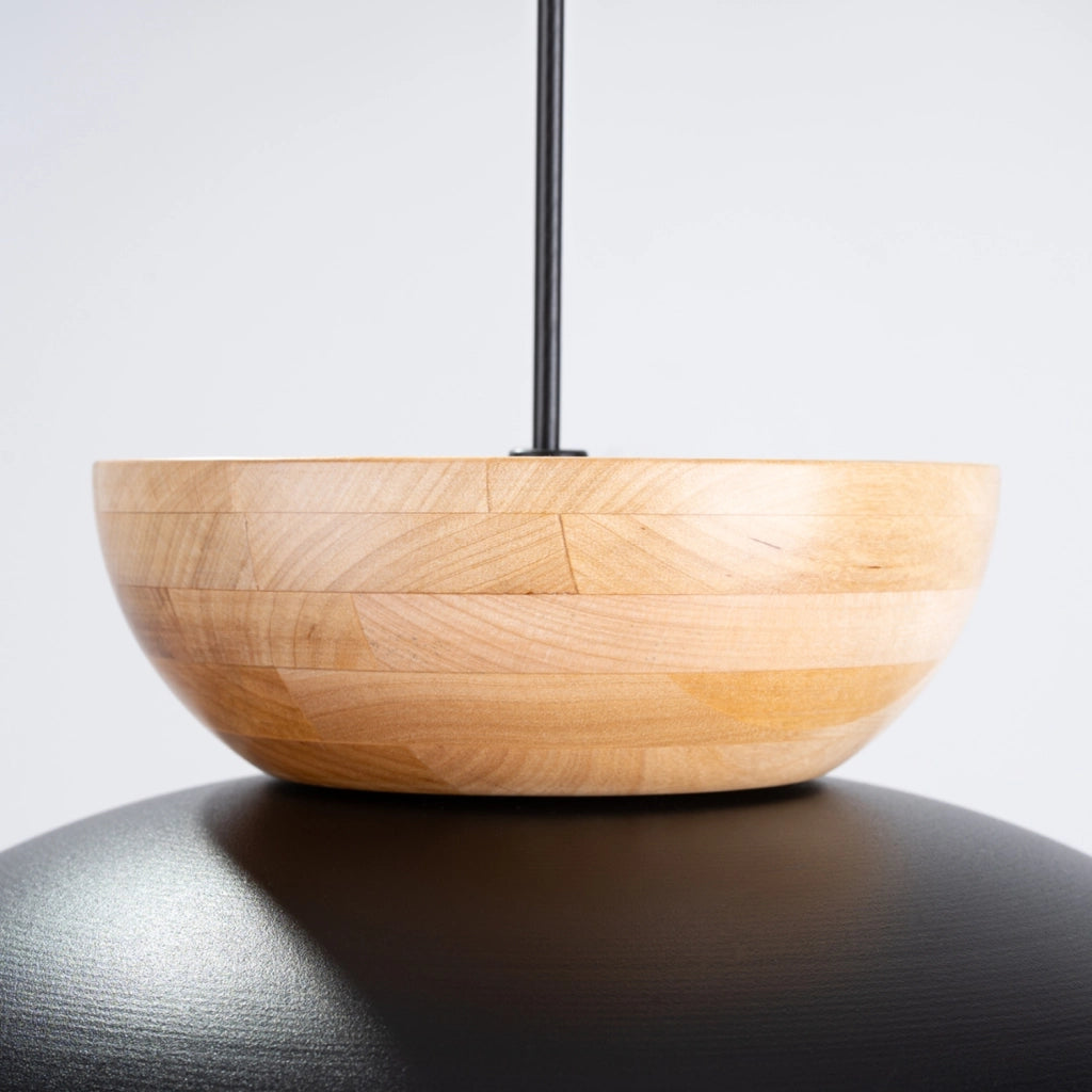 Lampada sospensione nera legno ELODEA E27 15W Pure Lume