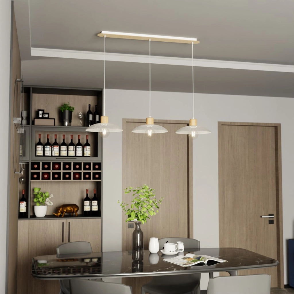 Lampada a sospensione Kobe legno chiaro 3xE27 Emibig