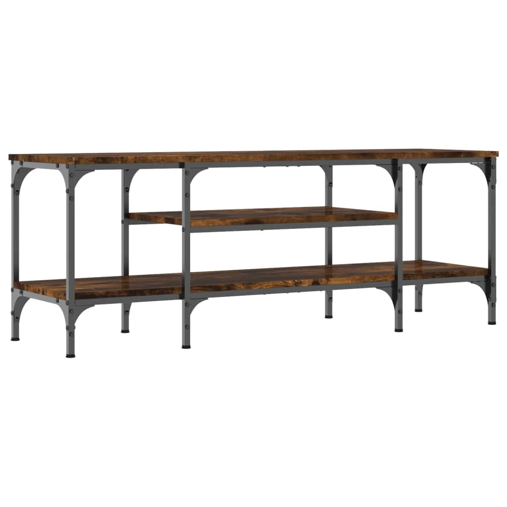 Mobile TV multimediale scaffale TV credenza mobile TV sala da pranzo soggiorno camera da letto rovere affumicato 121 x 35 x 45 cm legno ingegnerizzato e ferro marrone 02_0027324