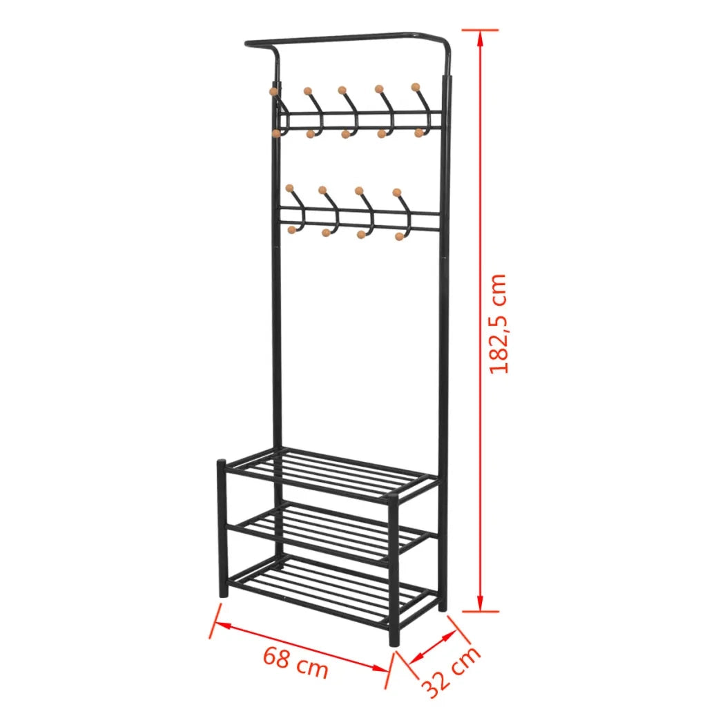 Appendiabiti con Deposito per Scarpe 68x32x182,5 cm Nero 243726