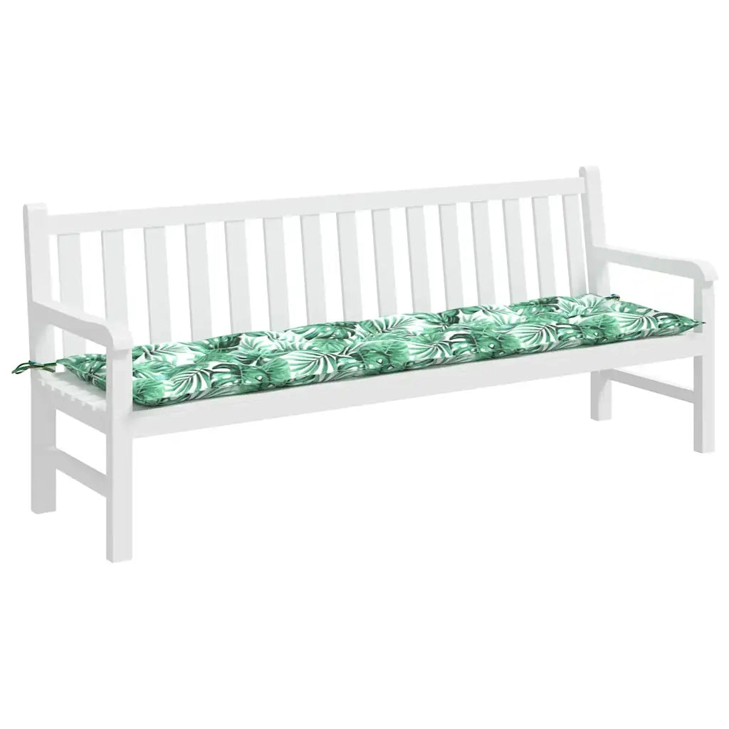 Cuscino per panchina da giardino con motivo a foglie 200x50x7 cm Tessuto Oxford 379014