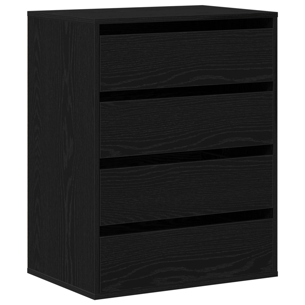 Cassettiera  Nero Rovere 60x41x76 cm Legno ingegnerizzato