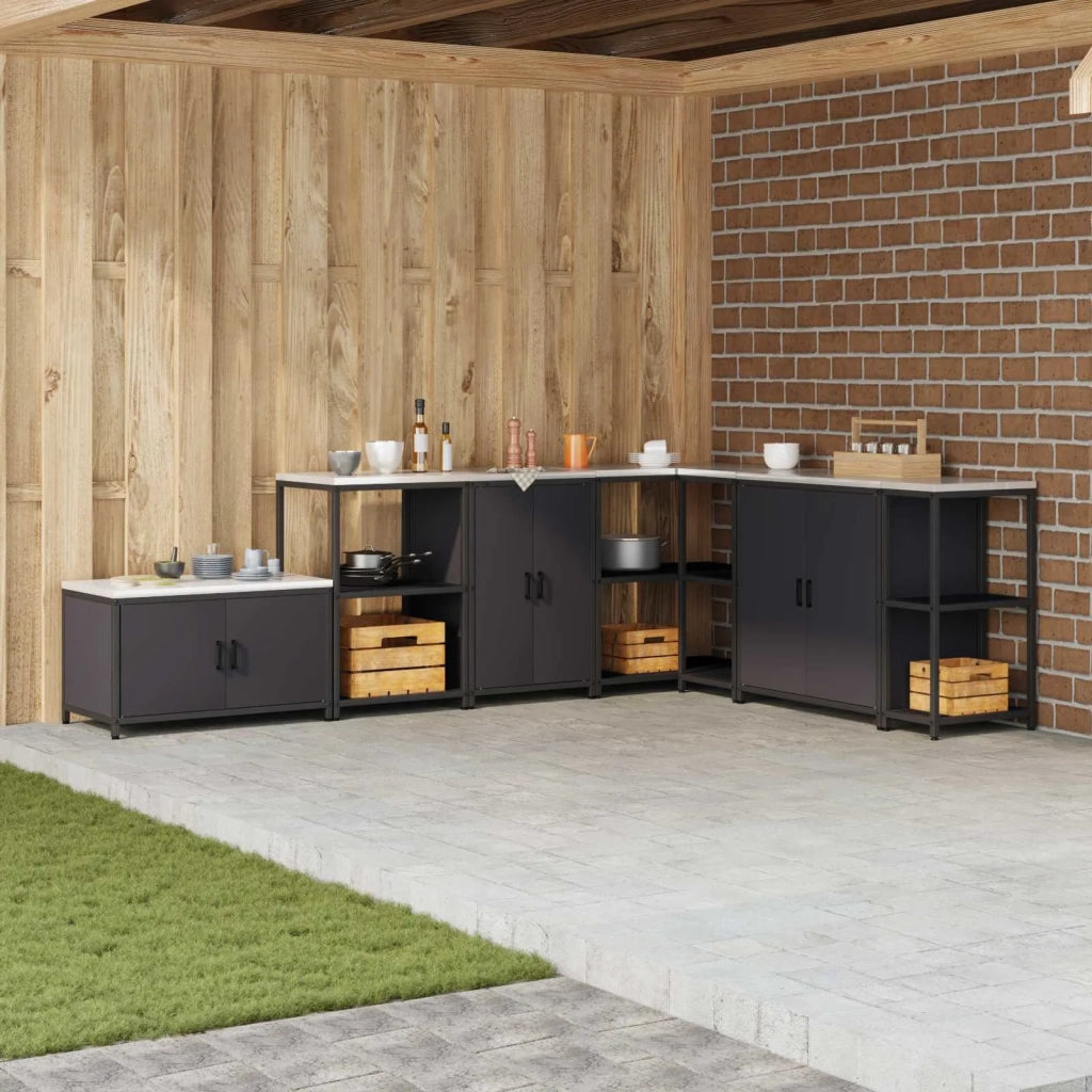 Stoccaggio in cucina con porta Nero 60 x 50 x 92 cm Acciaio 874989