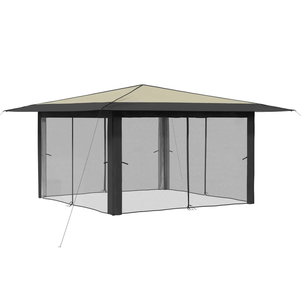 Gazebo con 4 Pareti Laterali 4 x 4 m Crema e Antracite 42036823