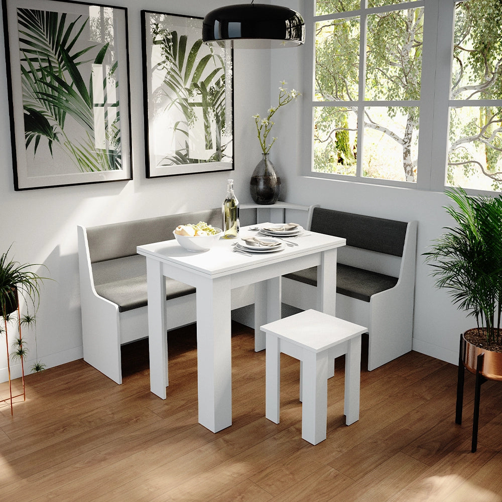 Vicco Gruppo panca ad angolo Bianco 150 x 41.5 cm con tavolo