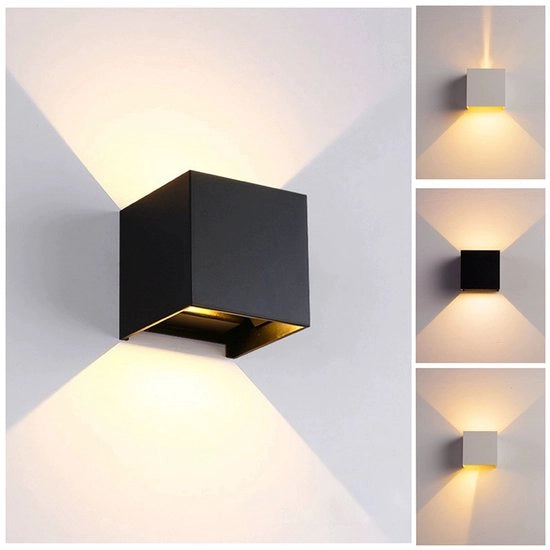 Lampada da Parete Nero - idonea per interni ed esterni - NON RICARICABILE - 3000k - lampada Esterna - 12w-IP65-10x10x10cm