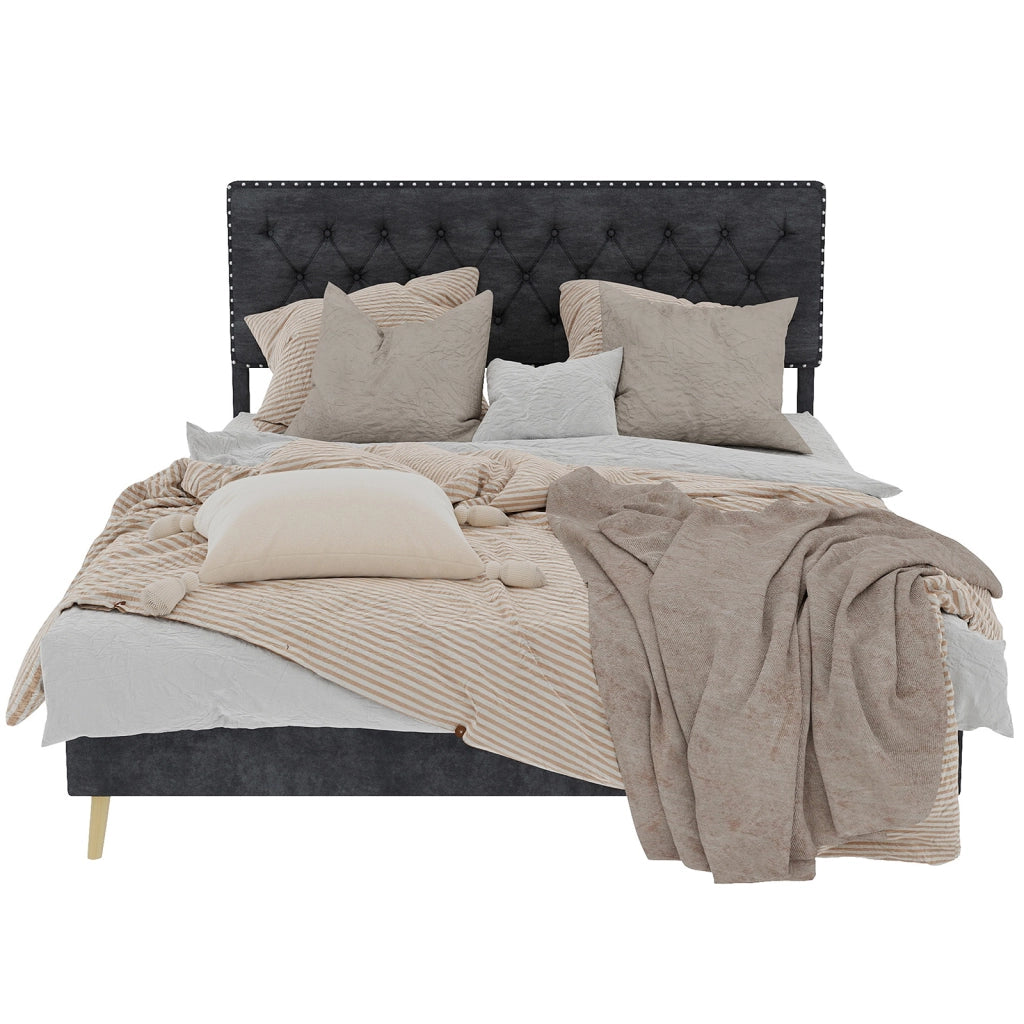 Letto minimalista - Xylo - 140x200 - Grigio - Senza materasso