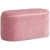 Pouf Panca Contenitore Moderna in Velluto Rosa per Camera da Letto, Soggiorno e Ingresso, 81x40x41cm