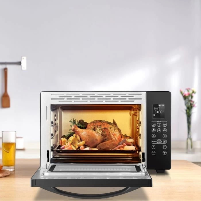 CONTINENTAL EDISON CEMF38DIG - Miniforno elettrico 38L nero - 1600W - Girarrosto, Convezione naturale