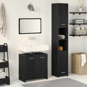 Set di mobili da bagno in 3 pezzi Rovere Nero Legno Ingegnerizzato