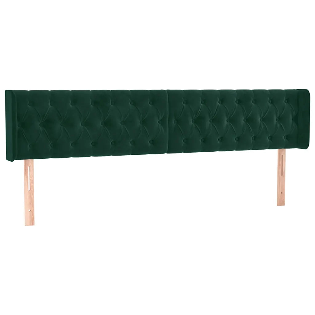 Testiera ad Orecchio-Testata con Orecchie Verde Scuro 203x16x78/88 cm in Velluto 435484