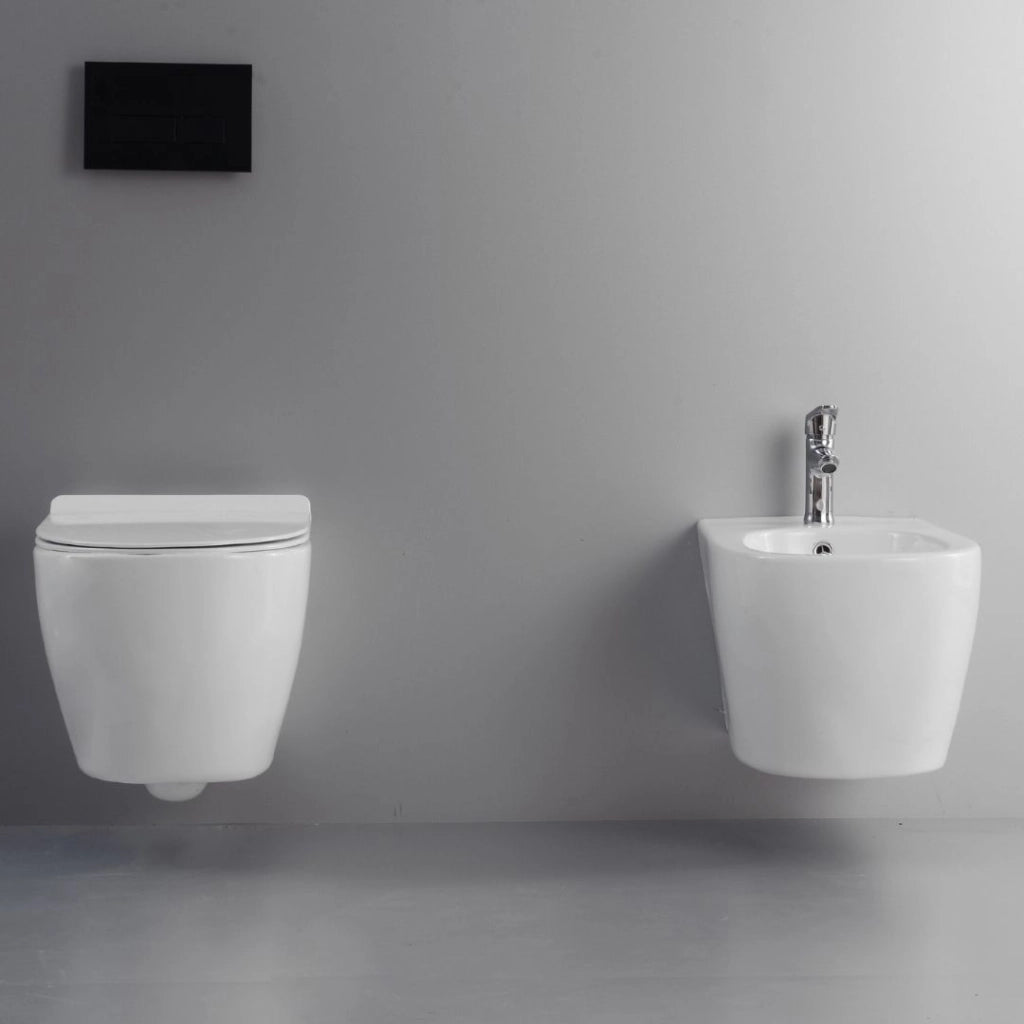 Ogomondo coppia sanitari fun sospesi vaso bidet sedile frizionato fissaggi