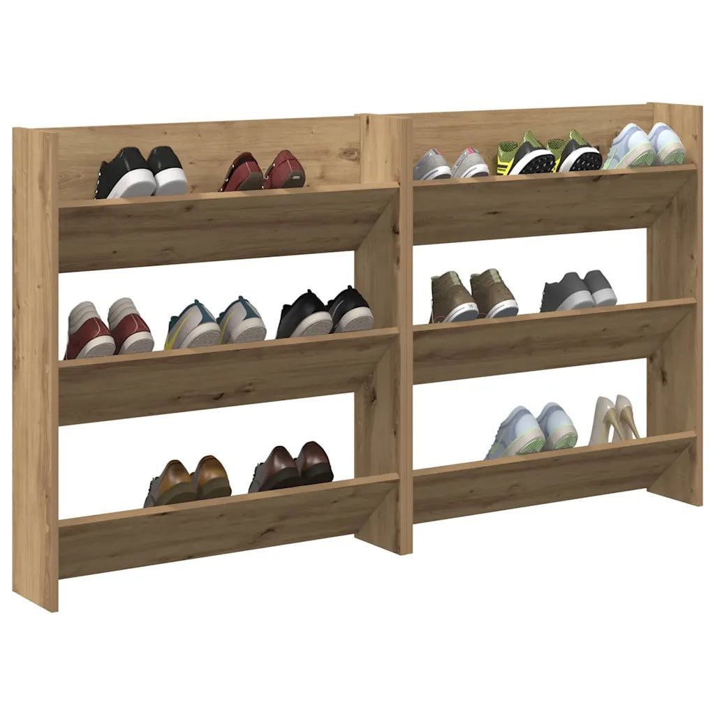 vidaXL Armadi per scarpe da muro Altro 2 pcs rovere artigianale