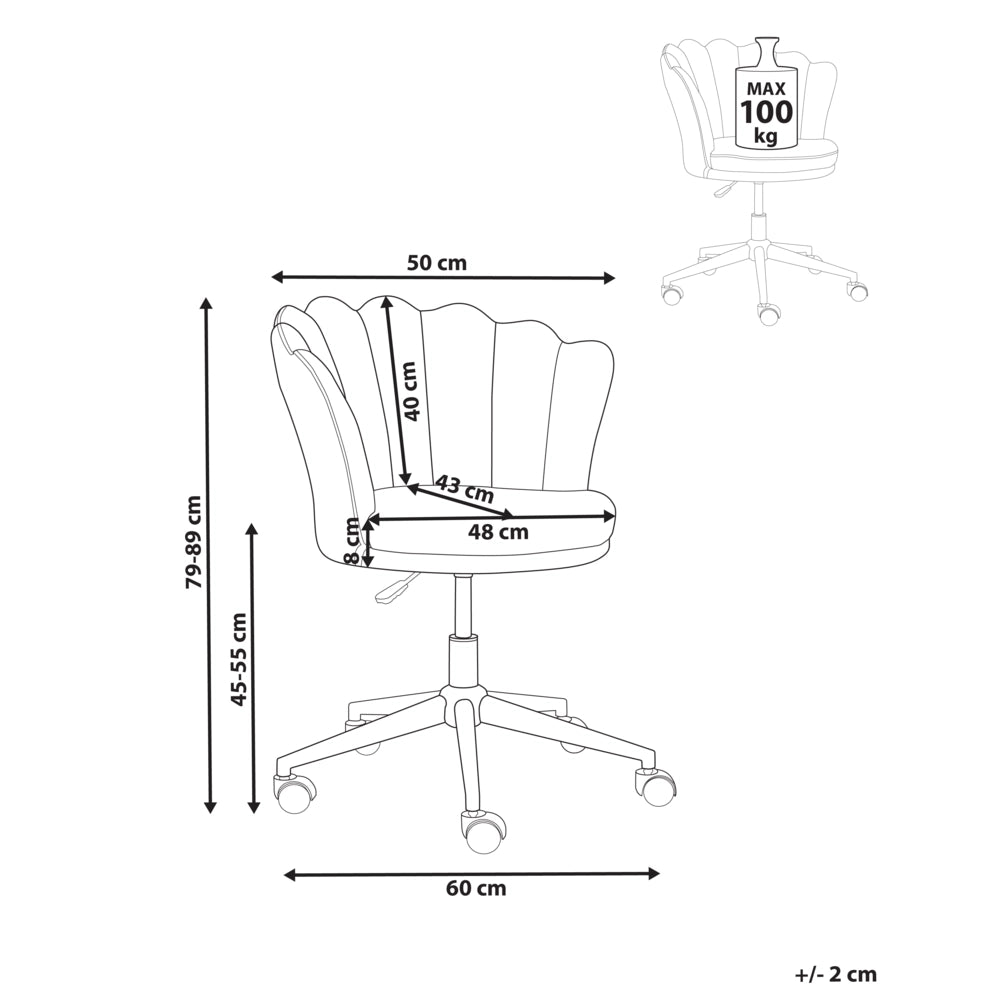 Sedia da ufficio in velluto di colore grigio con base girevole altezza regolabile elegante moderna