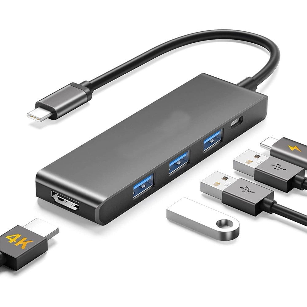 Trade Shop - Hub Usb Type-c 5 In 1 Hdmi 4k Compatibile Con Thunderbolt 3 Multifunzione Q-hu90 -