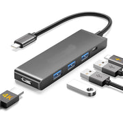 Trade Shop - Hub Usb Type-c 5 In 1 Hdmi 4k Compatibile Con Thunderbolt 3 Multifunzione Q-hu90 -