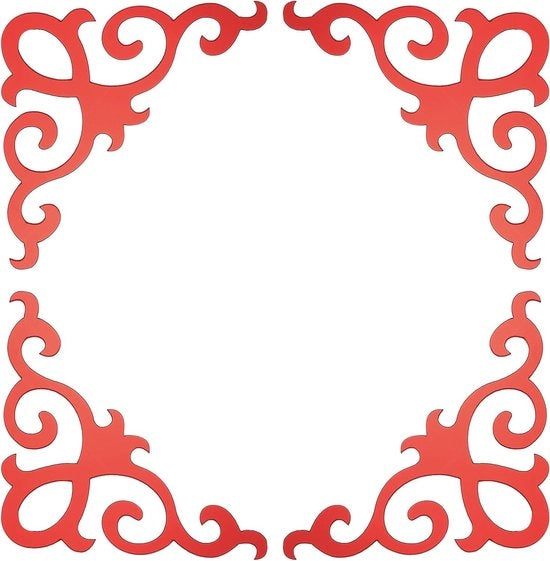 Decorativi Spessori per Parete per Camera da Letto e Casa - Set di 8 Pannelli con Specchio in Rosso Rubino - Decorativi Adesivi Acrilici con Cavi - 10 x 10 cm