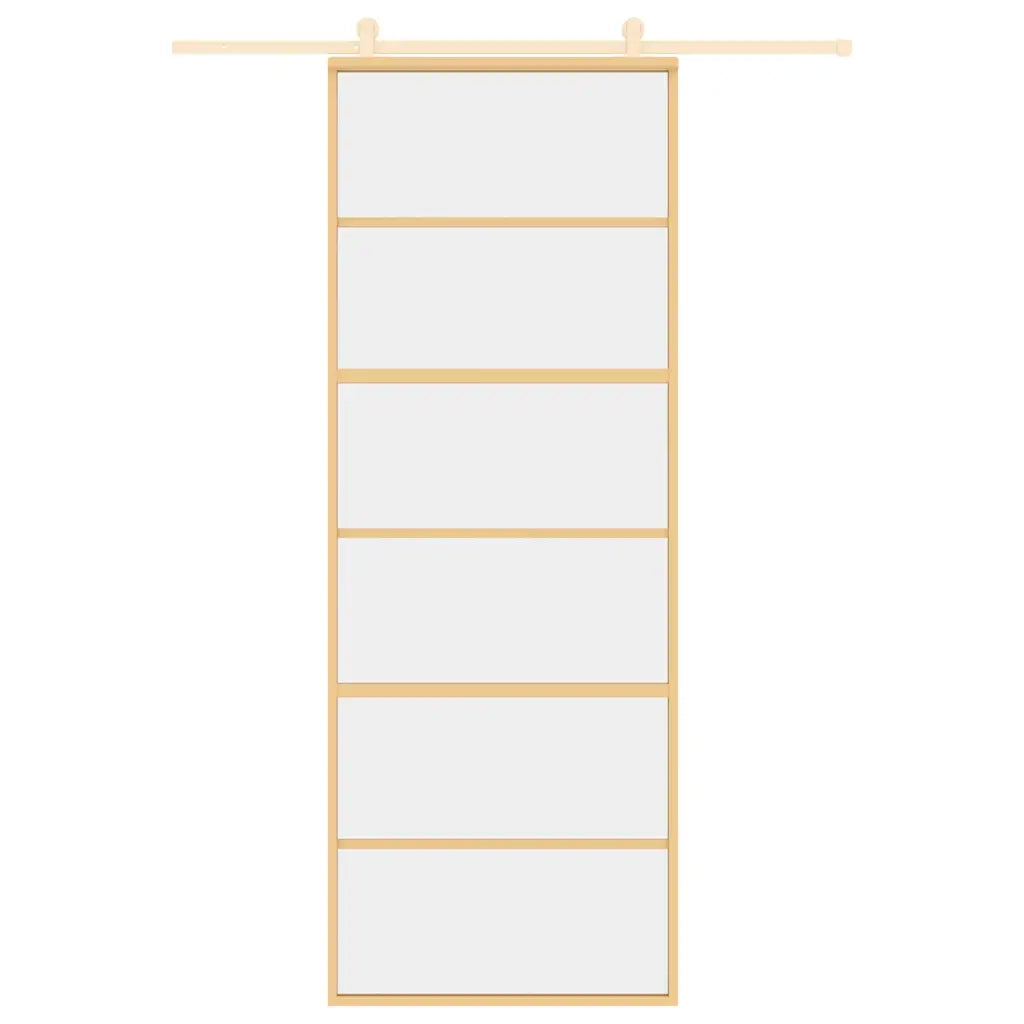 Porta Scorrevole Dorata 76x205 Vetro Trasparente ESG Alluminiocod mxl 83755