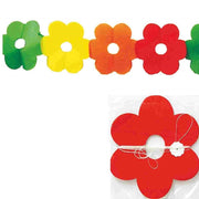 Trade Shop - Set 3 Pezzi Festoni Carta Fiore 3 Metri Fiori Colorati Multicolor Bandierine -