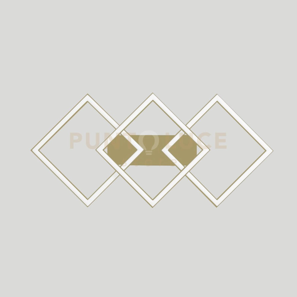 AFRODITE P/M - APPLIQUE ALLUMINIO GOLD LED 3 QUADRATI 3000K 2000LM 40W DIMMERABILE
