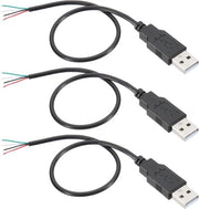 Cavo di alimentazione USB da stekker a 4-pin cavo a molla 3 pezzi - Nero - 28 AWG - Cavo di alimentazione - Adattatore di estensione per ricaricatori - Riparazione DIY - Spedizione rapida