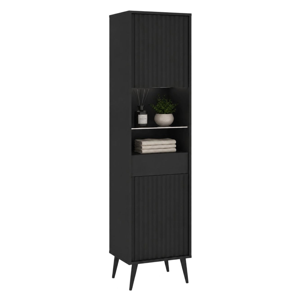 Mobile Espositore Lenagaba, Vetrina 3 Ripiani, 47x40x193h cm Nero Antracite