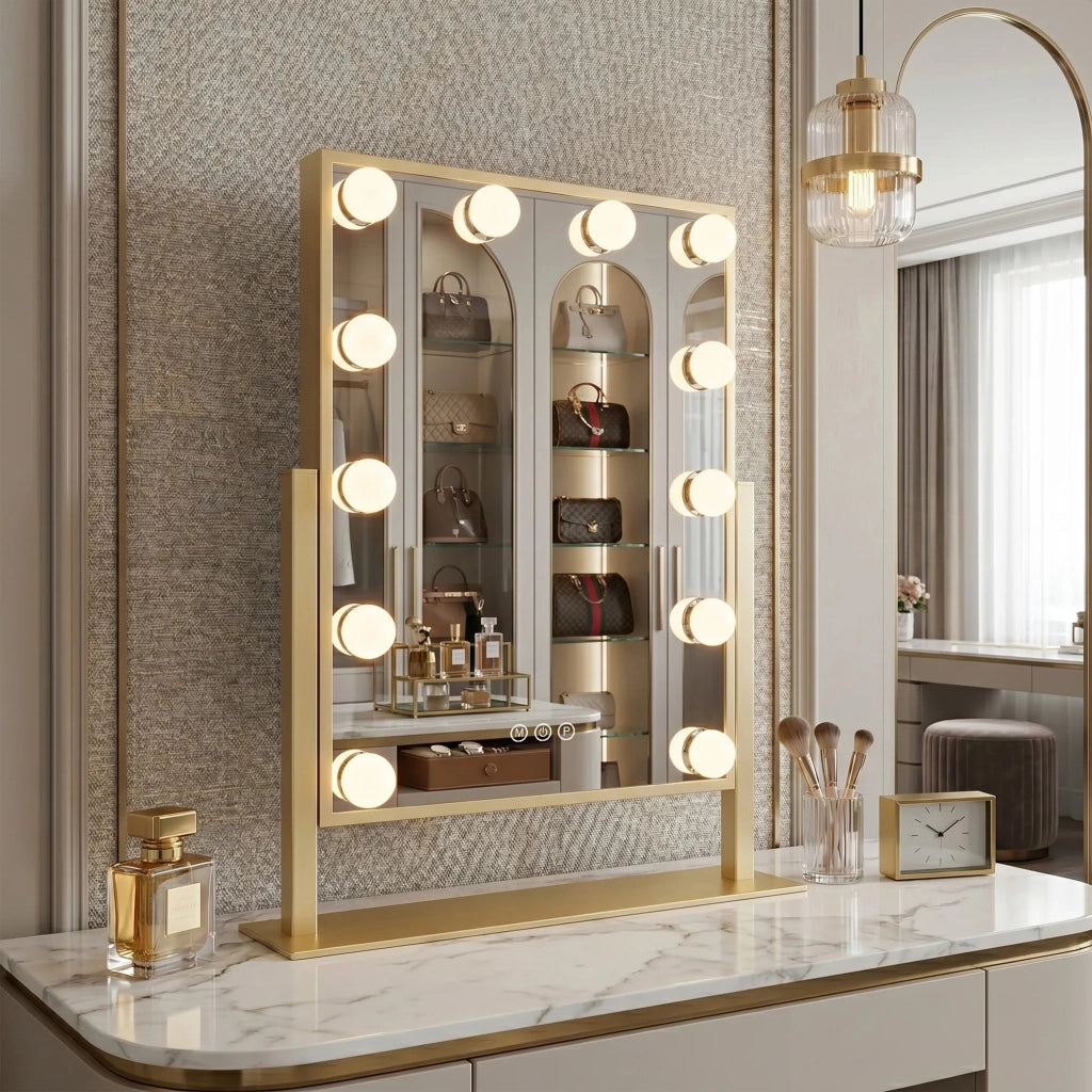 Specchio Led Hollywood L.gold 30x40