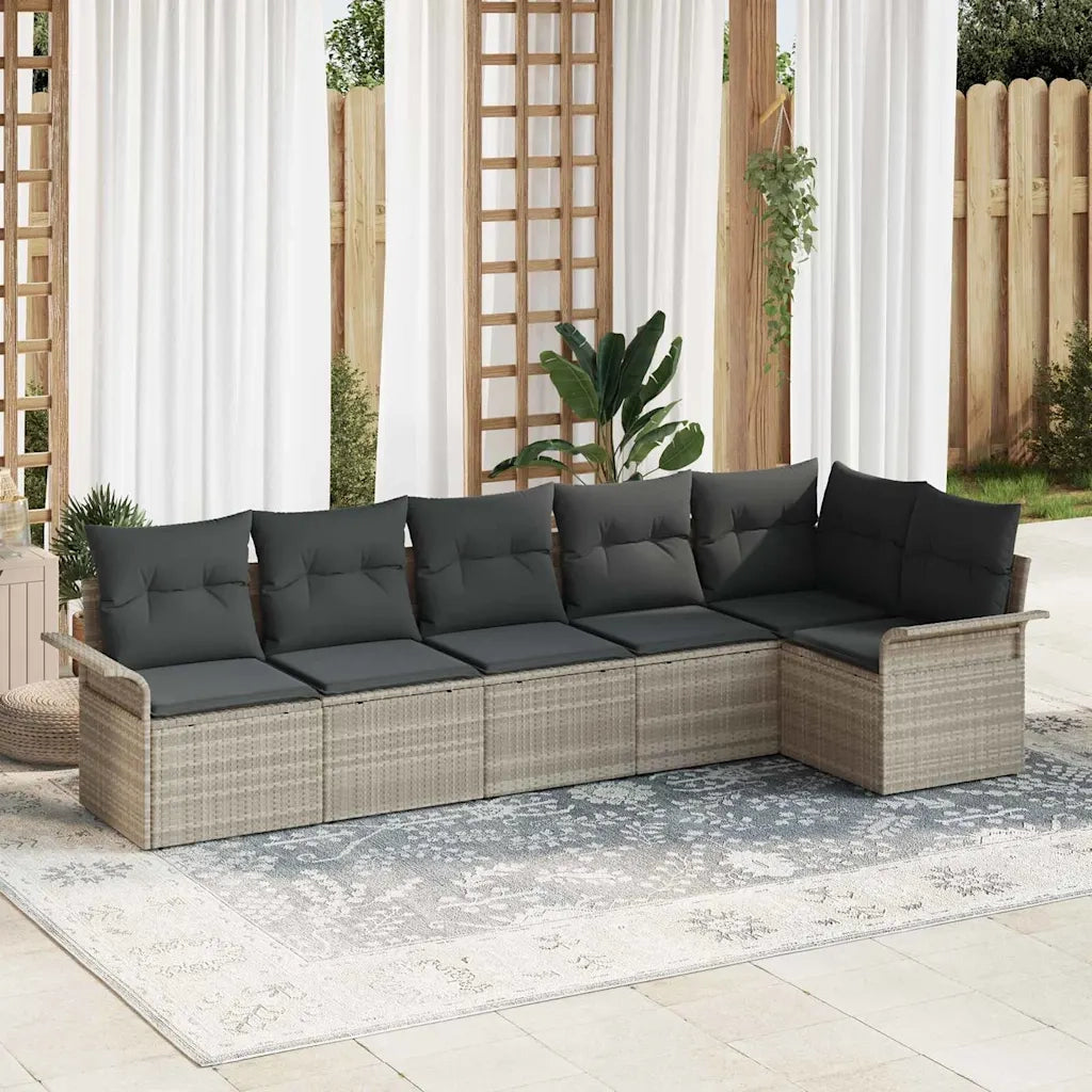 Set Divano da Giardino 6 pcs Grigio chiaro polyrattan 3354051