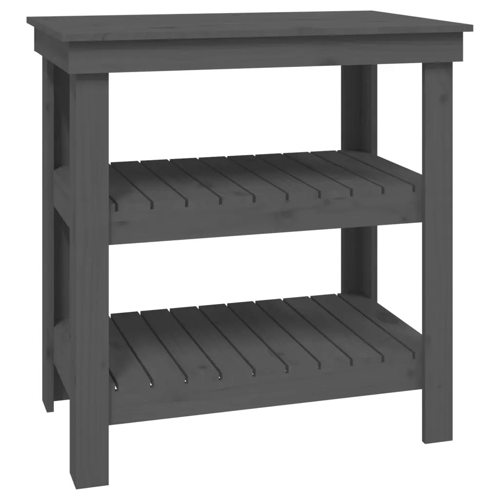 Banco da Lavoro Grigio 78,5x50x80 cm in Legno Massello di Pino 823641
