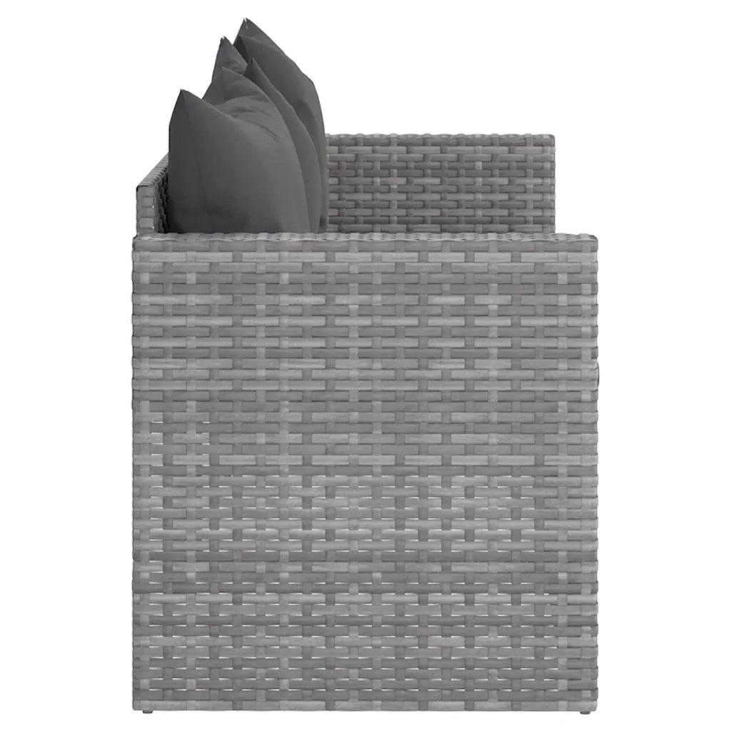 Divano da Giardino a 3 Posti con Cuscini-Sofa da Giardino-Divano da esterno in Polyrattan Grigio 744738