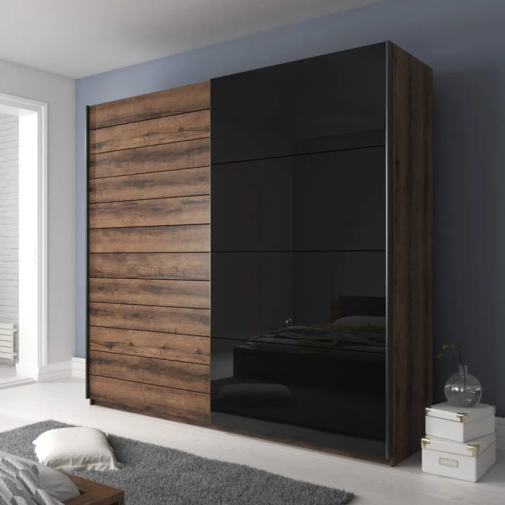 Armadio FLOYD 2 porte scorrevoli con specchio scuro e chiusura silenziosa 270 cm