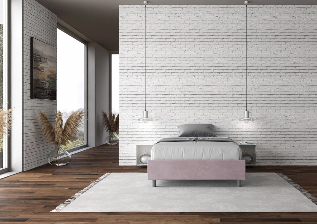 Letto Matrimoniale Francese Sommier 140x190 cm con Rete e Contenitore Azelia Glicine
