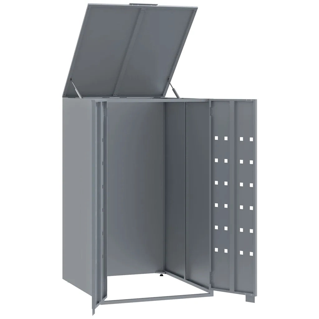 vidaXL Copribidone con Ruote Bidone Singolo Grigio 69x79x117cm Acciaio
