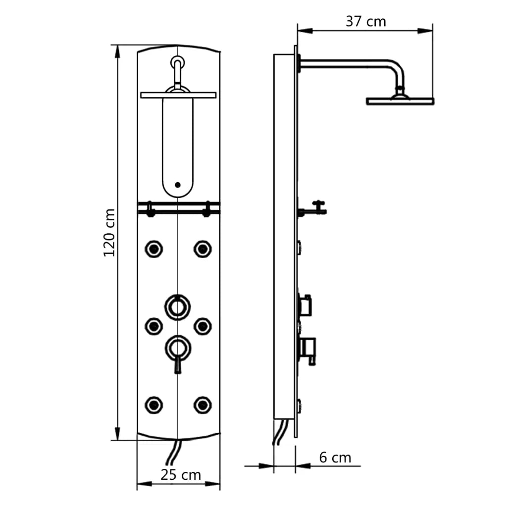 Pannello doccia soffione doccia rubinetto plastica acciaio inox 120 cm 02_0003428