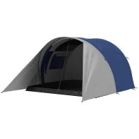 Tenda da Campeggio per Famiglie da 3-4 Persone, Impermeabile, Leggera, Ventilata, Facile da Montare, 390L x 315l x 188H cm, Blu e Grigio