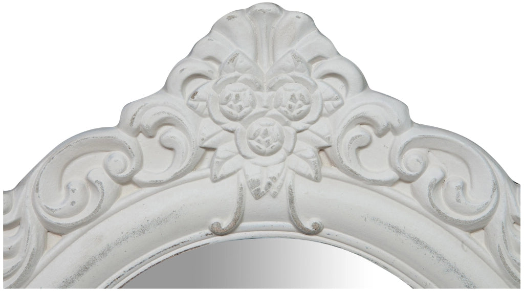 Biscottini Specchiera da appendere finitura bianco anticato. Specchio parete cornice