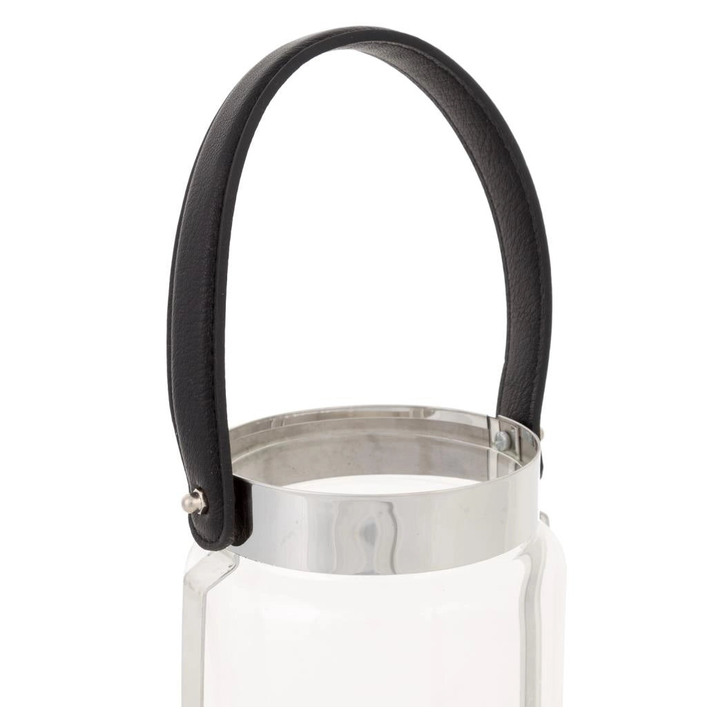 Lanterna in acciaio inox e vetro argento 12,5x12,5x23h