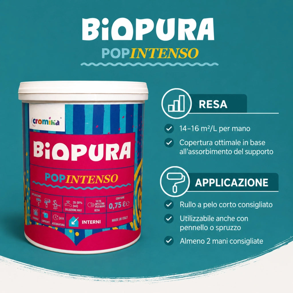 Popintenso palestra e decori interni pittura murale lavabile e coprente cromika *** formato 0,750 lt, colore- azzurro...